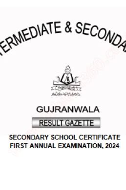 BISE Gujranwala Board 10th Class Result Gazette 2022 .